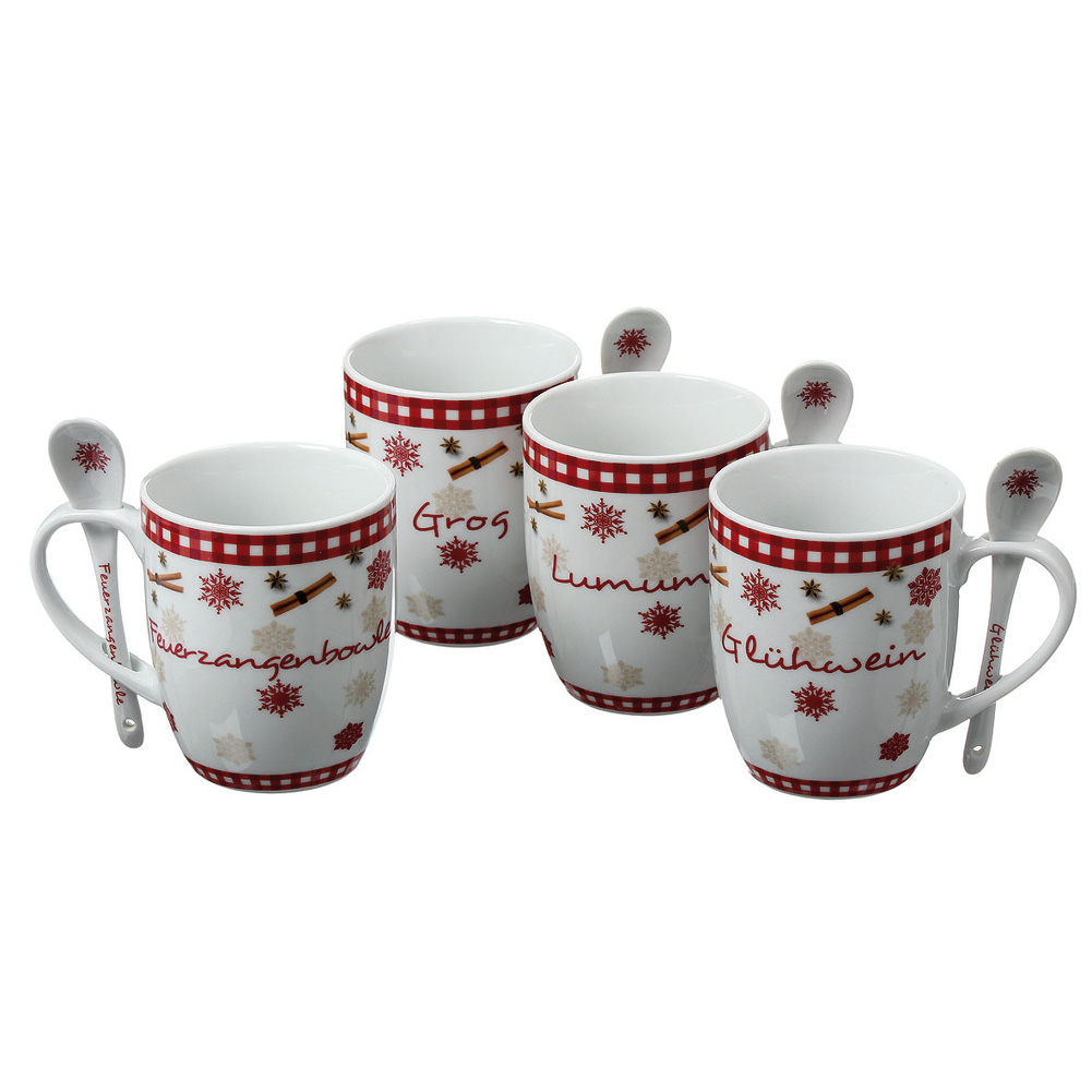 Becher mit Löffel f. Feuerzangenbowle Weihnachten rot | eBay