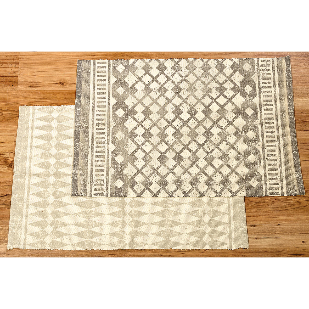 Teppich mit Ethnomuster 90cm creme grau 035482 Teppich mit Ethnomuster 90cm creme grau 035482