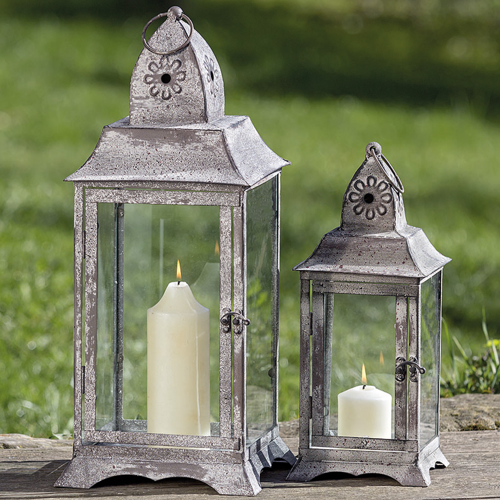 Laterne aus Metall Vintage grau 53cm - 037919 - Sunflower-Design