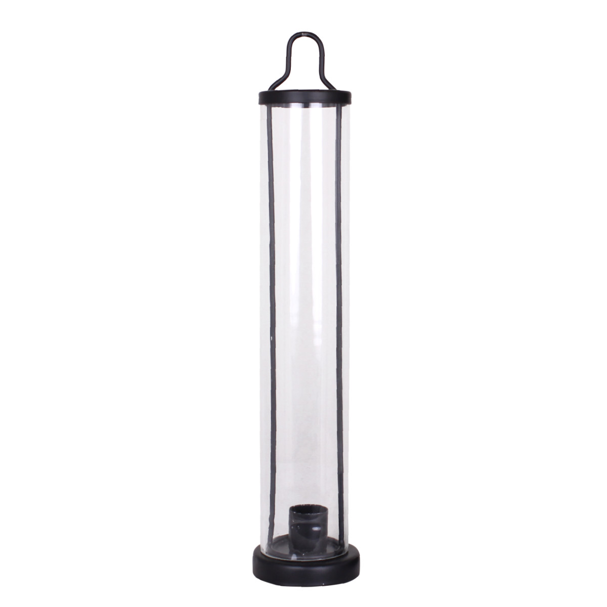 Kerzenhalter Windlicht zum Hängen Glas u. Metall schwarz 34cm - 040384