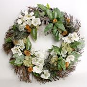 Kranz T�rkranz Weihnachten wei� silber 55cm