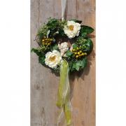 Kranz T�rkranz mit Rosen & Engel Putte creme