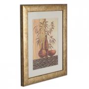 Wandbild / Kunstdruck Bambus Asien gold gerahmt 35x29cm