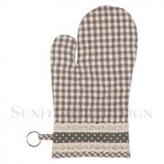 Clayre & Eef Ofenhandschuh Handschuh kariert m. Spitze grau