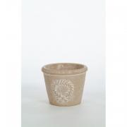 Blumentopf Pflanztopf Keramik m. Ornament wei� gewischt 12cm