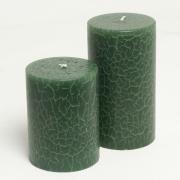 D�nische Kerze Stumpenkerze gr�n Krakelee 10cm