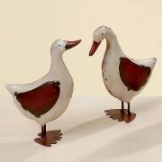 Dekofigur Gans creme-rot Landhaus-Stil 15cm