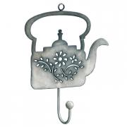 Haken Wandhaken Teekanne a. Metall antik-grau