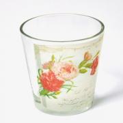 Teelichtglas Votivkerzenglas Bl�ten-Motiv 7,5cm