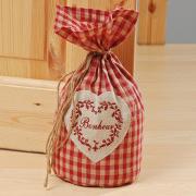 T�rstopper aus Stoff rot-creme kariert Landhaus