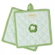 Artefina Topflappen m. H�kelrosette Blume 2tlg. 20x20cm