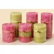 Kerze / Stumpenkerze Zylinderkerze pink - gr�n 15cm