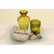 Deko - Set Nature mit Vase, Teller und Windlicht