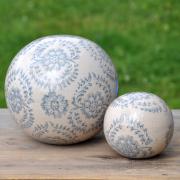 Dekokugel Gartenkugel creme blau 18cm