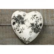 Herz mit Rosenmotiv Krakeleeoptik schwarz 20cm