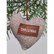 Dekoh�nger Herz aus Stoff Christmas braun