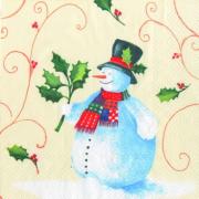 IHR Servietten Cocktail 25x25cm Schneemann creme