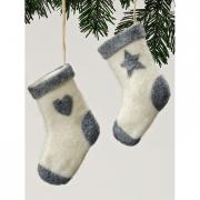 Baumschmuck Filz Socke m. Herz Dekoh�nger creme 14cm