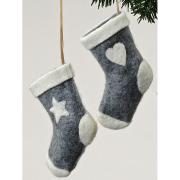 Baumschmuck Filz Socke m. Herz Dekoh�nger grau 14cm