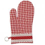 Clayre & Eef Ofenhandschuh Handschuh kariert m. Spitze rot