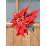 Weihnachtsstern Kunstblume Poinsettia Samt rot 28cm
