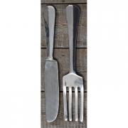 Besteck Wanddekoration Messer und Gabel Aluminium silber 60cm