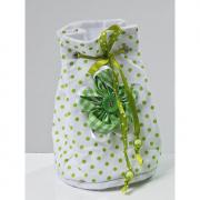 Beutel Stoffbeutel weiß grün mit Blume 10x14cm