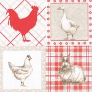 IHR Servietten Lunch 33x33cm Huhn u. Gans Landhaus rot
