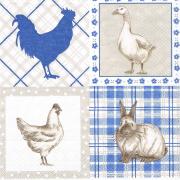 IHR Servietten Lunch 33x33cm Huhn u. Gans Landhaus blau