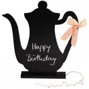 Tafel Kreidetafel Silhouette Teekanne schwarz 35cm