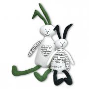 Hase aus Stoff Osterhase wei� gr�n 26cm