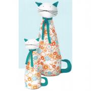 Katze aus Stoff Dekofigur orange t�rkis 34cm