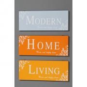 Schild Wandbild Schriftzug Home wei - orange 30cm