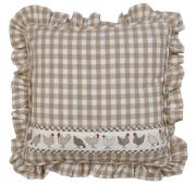 Clayre & Eef CAO Kissenh�lle beige kariert mit H�hnern