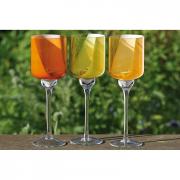 Glas - Windlicht auf Fu� orange 30cm