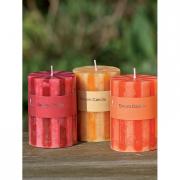 Kerze Stumpenkerze durchgef�rbt orange gestreift 10cm
