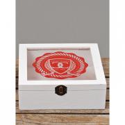 Holzbox Aufbewahrungsbox Country Club rot - wei� 20cm