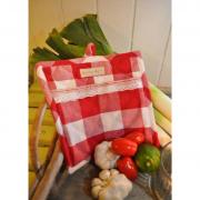 Artefina Topflappen rot wei� kariert mit Spitze 2 tlg.