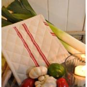 Artefina Topflappen creme rot gestreift 2tlg.