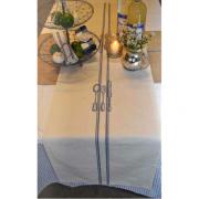 Artefina Tischl�ufer creme - blau Streifen und Besteck 40x140cm
