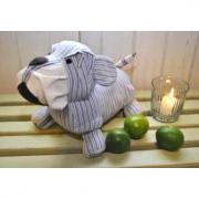 Artefina T�rstopper Hund aus Stoff Bulldogge blau - wei�