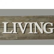 Schriftzug LIVING Wanddekoration Holz wei�