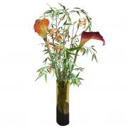 Kunstblumen - Arrangement mit Calla, Orchidee und Bambus 90cm