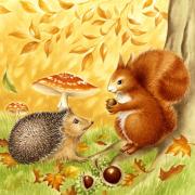 Ambiente Servietten Cocktail 25x25cm Igel & Eichh�rnchen