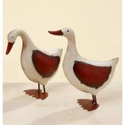 Dekofigur Ente creme-rot Landhaus-Stil 21cm