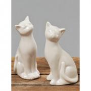 Dekofiguren Set Skulptur Katzen Porzellan Katzenpaar 14cm 2tlg.