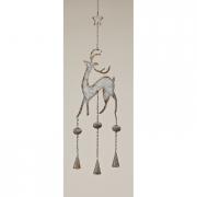 Dekoh�nger Hirsch aus Metall Windspiel wei� Edelrost 80cm