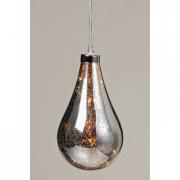Dekoh�nger aus Glas Tropfen mit Lichterkette antiksilber