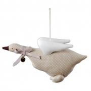 Gans aus Stoff zum H�ngen creme beige gepunktet