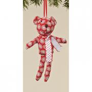 Dekoh�nger Anh�nger Teddyb�r rot-wei� 14cm